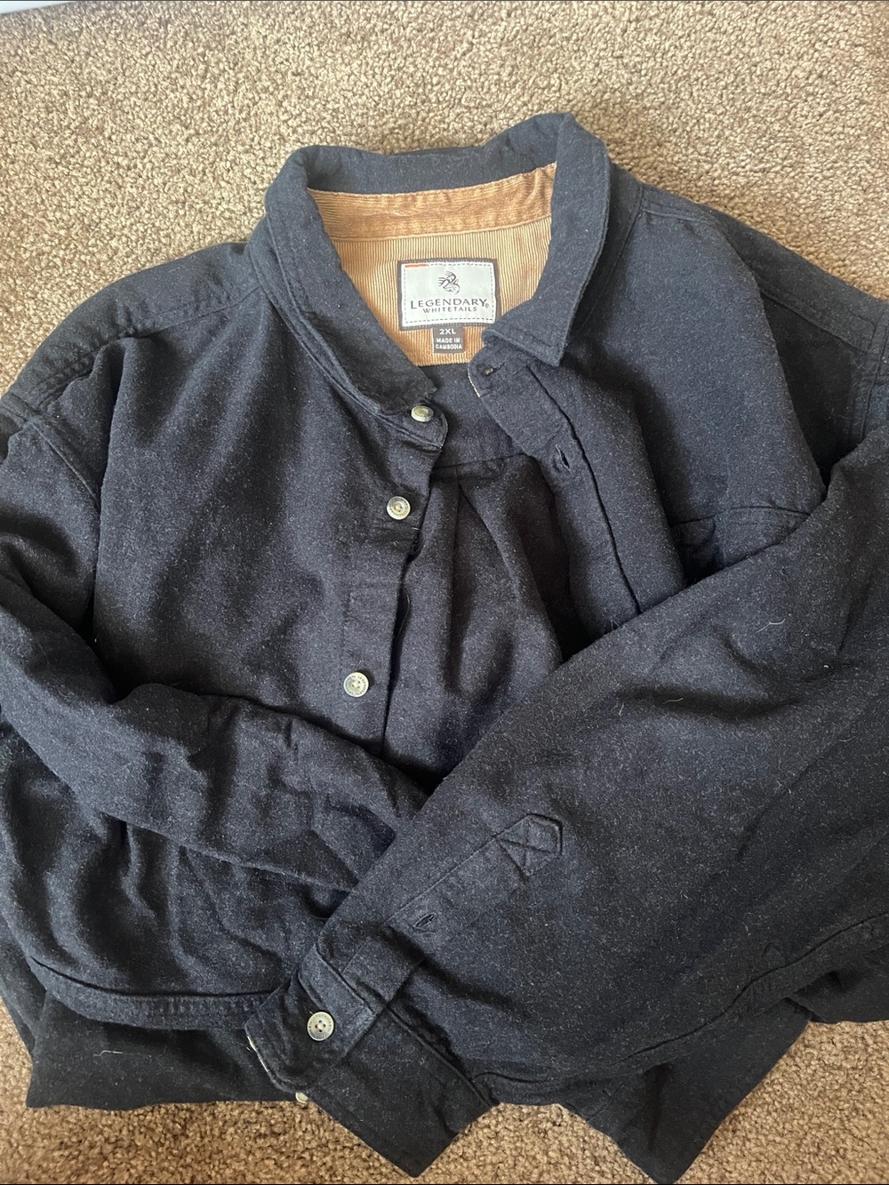 Legendary Whitetails Black Corduroy-Lined Shirt Jacket